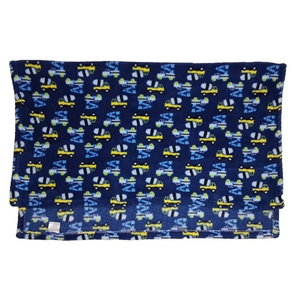 Baby Gear Blue Cement Truck Construction Vehicles Blanket Fleece Yellow Plush - Picture 3 of 3